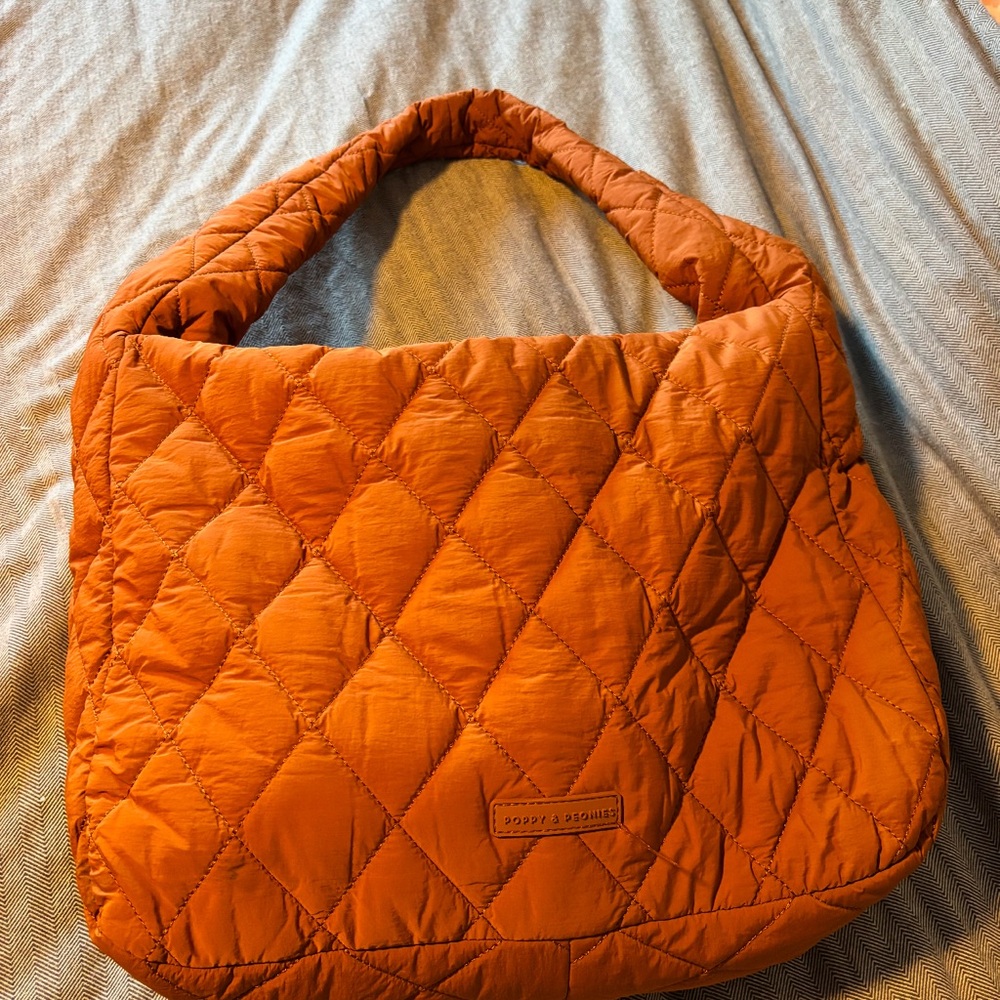 Quilted Shoulder Bag with Slouchy Design Poppy & Peonies